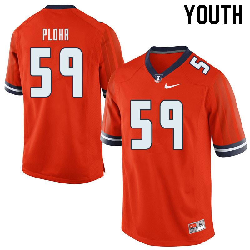 Youth #59 Josh Plohr Illinois Fighting Illini College Football Jerseys Sale-Orange